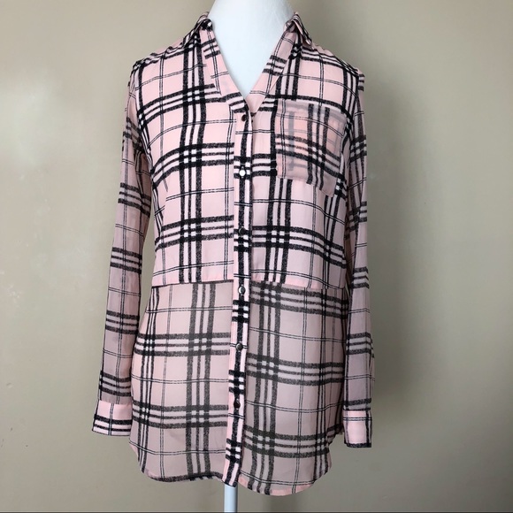 Candies Pink & Black Checkered Blouse - Picture 1 of 7